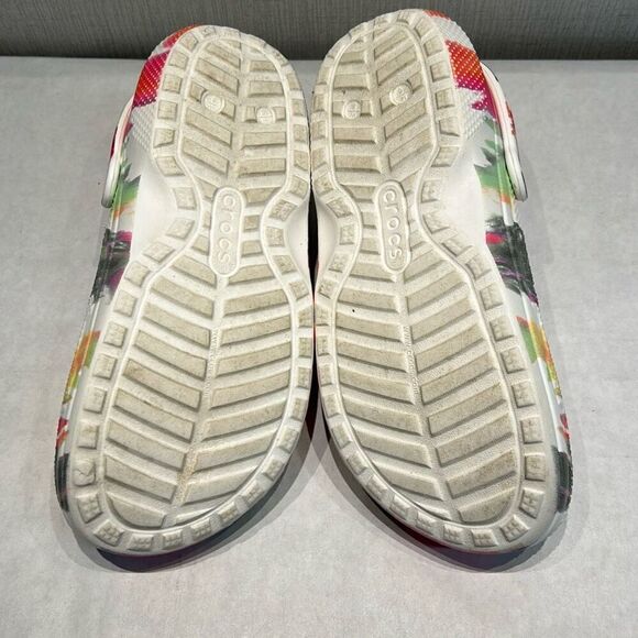 Crocs Classic Clogs Shoes Unisex US M6/W8 Fuzz Fur Lined Tie Dye White Multicolo - Picture 7 of 8